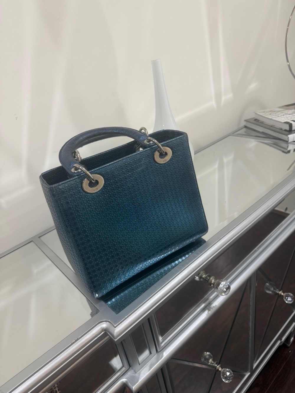 Authentic Patent metallic Lady Dior blue bag - Picture 11 of 16